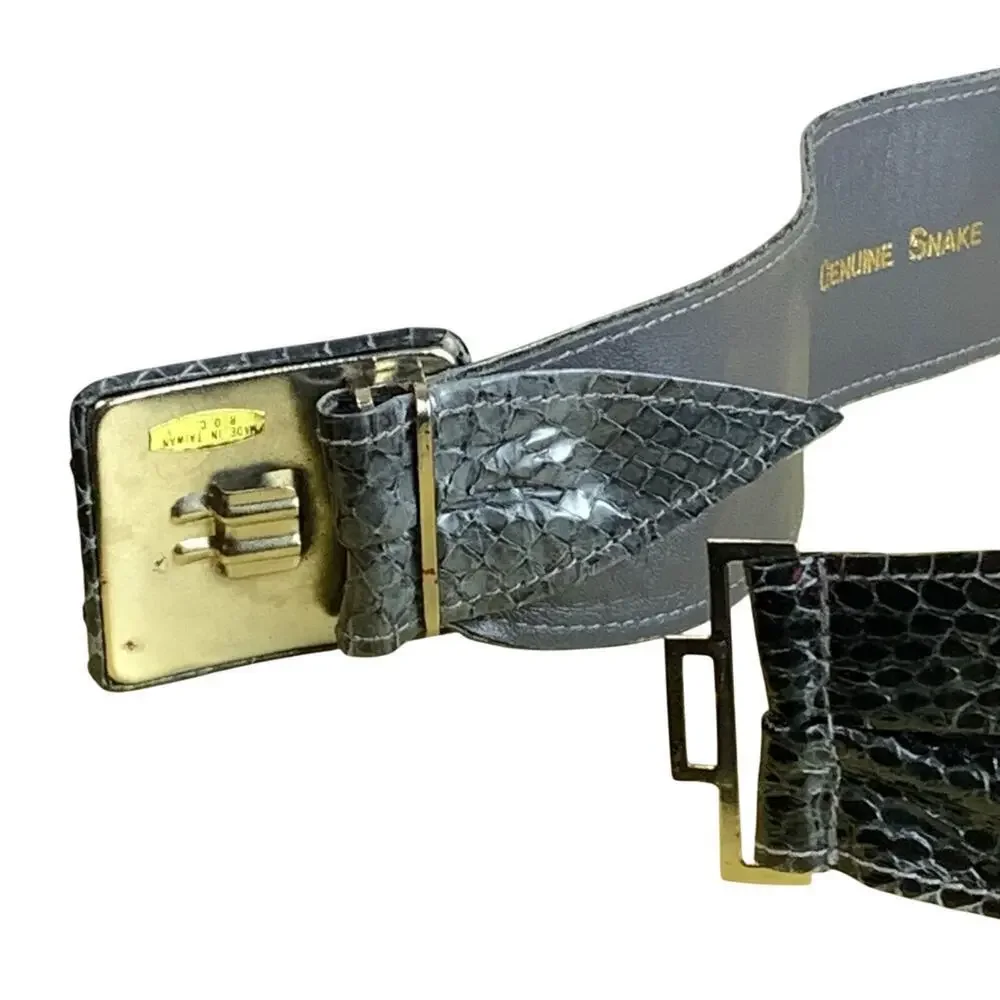 Vintage 80's Genuine Snakeskin Ombre Grey Belt Size Small S Power Dressing